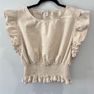 cupcakes & cashmere Cream Ruffle Blouse
